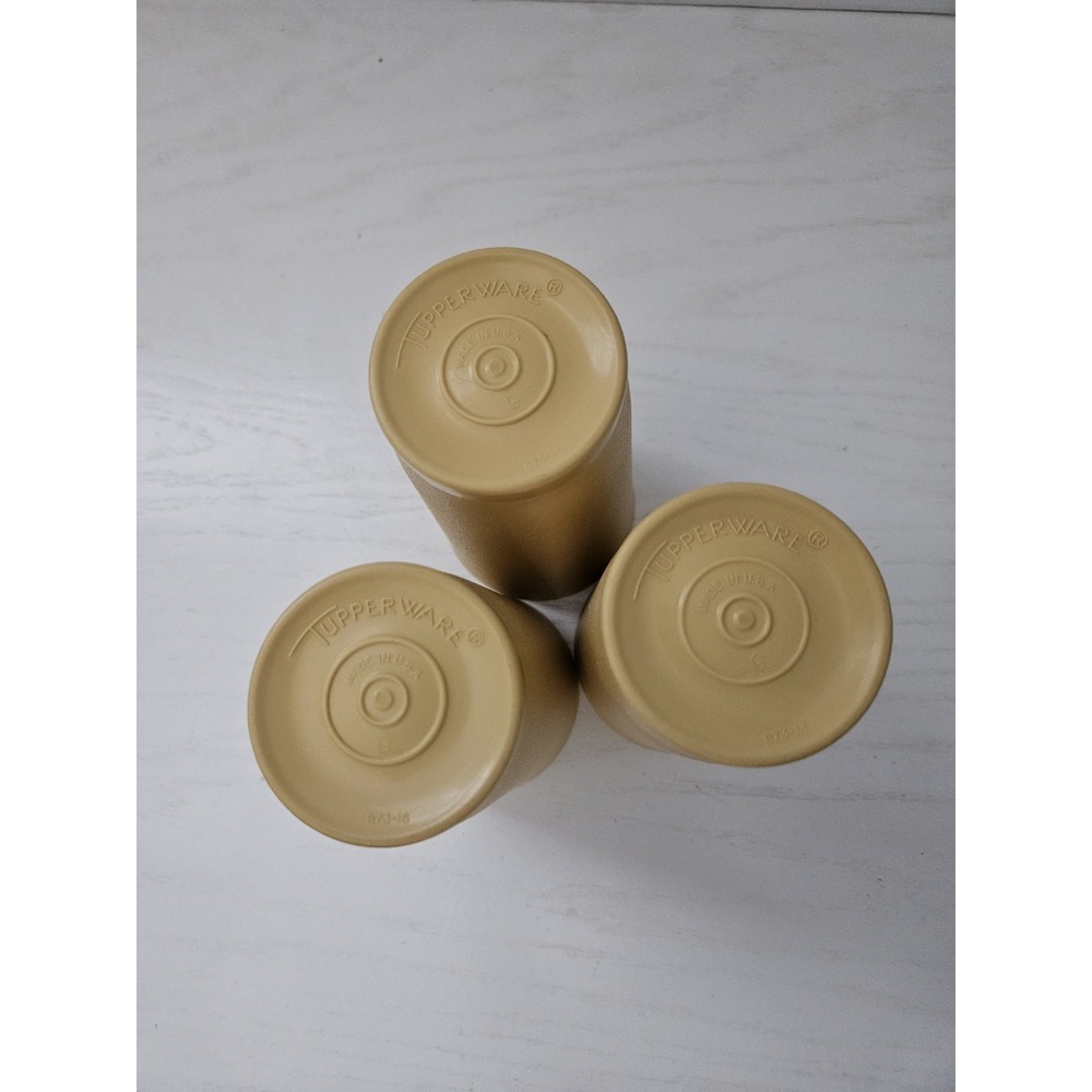 Set of 3 Vintage Tupperware Harvest Gold 12 oz Tumblers #873 NO LIDS - Picture 4 of 7